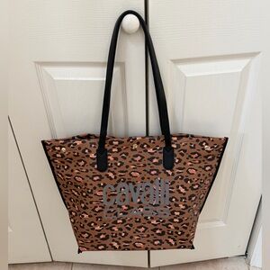 NWOT - Cavalli Class Leopard Print Shopper Tote Bag - Brown and Black